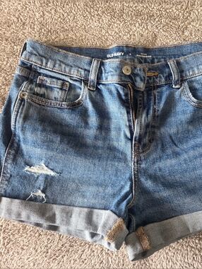 Old Navy Blue Distressed Roll-Cuff Denim Shorts